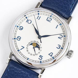 Montre mécanique pour homme avec fonction calendrier de style aiguille, boîtier de 39 mm, le plus fin de sa catégorie, bracelet en cuir italien texturé - Product Image 2