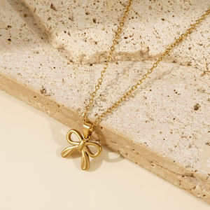 <span class=keywords><strong>Collar</strong></span> con colgante de lazo dorado Go2boho, <span class=keywords><strong>collar</strong></span> de cadena minimalista delicado para mujer, regalo de joyería de moda elegante - Product Image 3