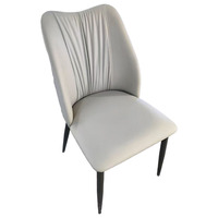Chaise de salle à manger moderne en cuir PU, dossier rembourré, pieds en métal, assise ergonomique, mobilier imperméable pour la maison et l'hôtel