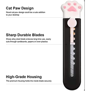 <span class=keywords><strong>Leven</strong></span>-Caja retráctil con forma de pata de gato, Cutters3, cartones afilados, cortador de cartón, cuchilla de afeitar, papelería para oficina - Product Image 2