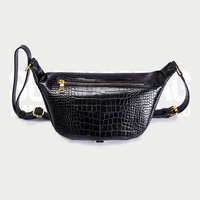Sac banane en cuir noir en Crocodile pour hommes et femmes, de style créatif et exotique, avec Logo personnalisé, nouvelle collection