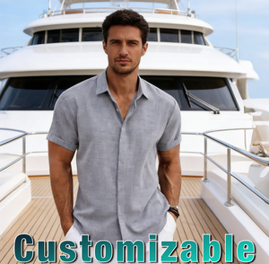 Chemises décontractées personnalisables pour hommes, style été, à simple boutonnage, anti-boulochage - Product Image 1