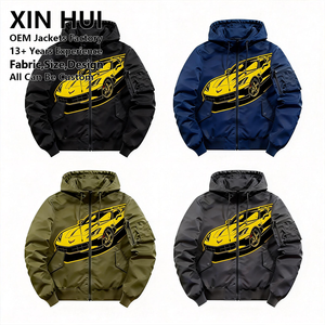 Custom Logo Dyed Men's Racing Streetwear Graffiti Car Print Hooded Bomber Windbreaker <b>Jacket</b> Long Loose High Quality <b>Techwear</b> - Product Image 4