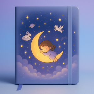 Diario de cuero con diseño de estrellas y luna de cuento de hadas para niñas - Product Image 1