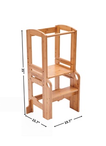 Customizable Montessori Tower Modern Adjustable Height Bamboo Natural Color Educational Children's Learning <strong>Stool</strong> Rack <strong>Step</strong> - Product Image 2