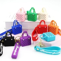 ZP-nouveauté inspiré bord de mer panier en caoutchouc matériel dessin animé en forme de sac de plage porte-clés mignon Mini porte-clés pour femmes enfants