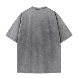 เสื้อยืดแขนสั้นทรงโอเวอร์ไซส์สไตล์วินเทจขอบขาดรุ่ยสำหรับผู้ชาย รุ่นพื้นฐาน ซักน้ำได้ - Product Image 3
