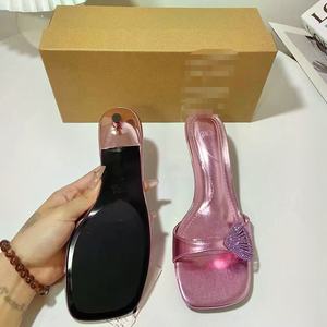 Nuovo 2025 stile francese estate tacco sottile punta quadrata strass cinturino perla di <span class=keywords><strong>mare</strong></span> fibbia blocco <span class=keywords><strong>sandali</strong></span> con tacco per donna - Product Image 5