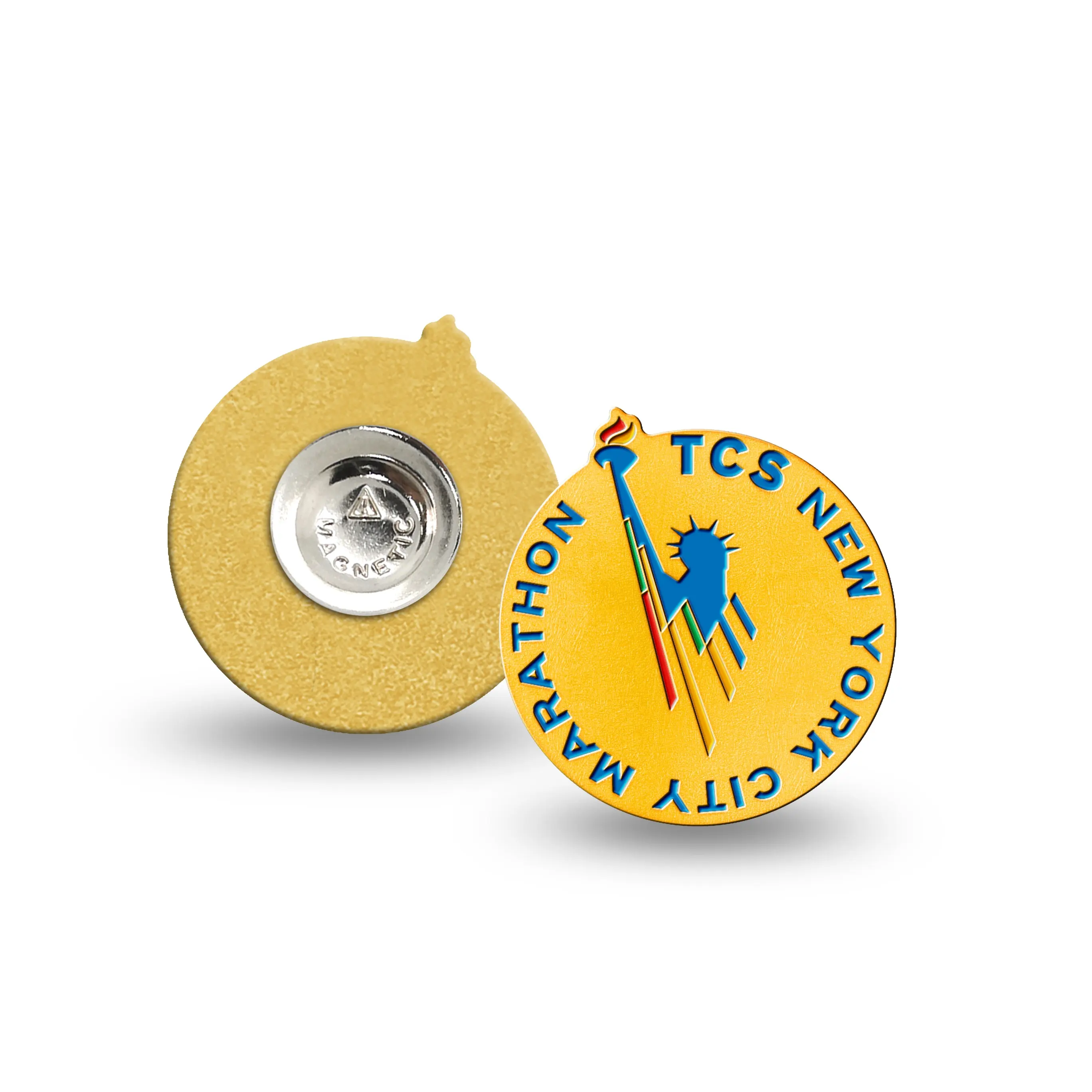 Pin de lapela esmalte macio ouro 24k para esporte maratona competição conferência evento Metal Pin Badge Factory