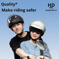 AXK 3C certifié été moto électrique demi-visage casque Double D fermeture conception graphique Double visière ABS matériel unisexe