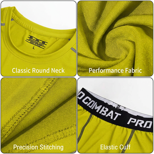 Conjunto Deportivo MERITORIOUS INTERNATIONAL para Hombre, Camiseta de Manga Larga y Pantalones Amarillos de Verano, Diseño Geométrico, Tejido de Spandex de Secado Rápido - Product Image 5