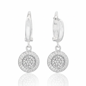 Clear Zircon Simple Round Design Turkish Handmade Wholesale 925 Sterling <b>Silver</b> Jewelry Earring - Product Image 2