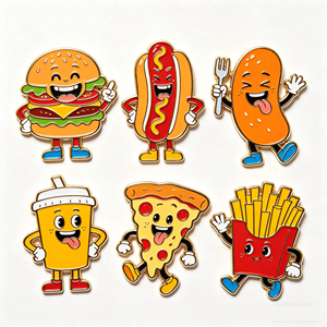 Épinglette en émail dur OEM ODM Premium motif Hotdog Guy de dessin animé, signe de la paix, badge personnalisé en alliage émaillé pour collection ou cadeau - Product Image 2