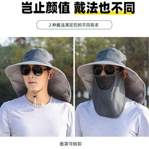 Sombrero de protección solar desmontable para hombre con protector facial, sombrero transpirable para trabajo al aire libre, recolección de té, primavera y verano - Product Image 5