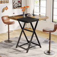 Table de bar carrée en bois unique pour la vente en gros, imperméable, robuste, design industriel, meubles de cuisine et de salle à manger