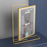 Vente en gros bas quantité minimale de commande A4 A5 or argent en acier inoxydable dessus de table porte-affiche publicitaire debout présentoir de menu