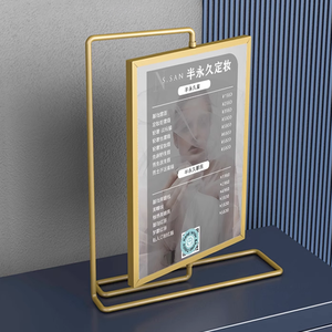 Bán buôn thấp moq A4 A5 Vàng Sliver thép không gỉ bảng <span class=keywords><strong>Top</strong></span> tầng giữ dấu hiệu thường vụ quảng cáo áp phích Menu hiển thị đứng - Product Image 5