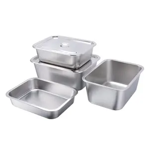 Rectangle 45x35cm size 201 stainless steel deep tray serving metal tray for hotel