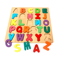Jeu de puzzle en bois Montessori avec chiffres et lettres, planche de comptage alphabétique pour enfants d'âge préscolaire
