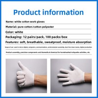 Vente directe usine – Gants de travail blancs en pur coton, respirants, fins, longueur opéra, texture lisse, sans silicone, sans poudre