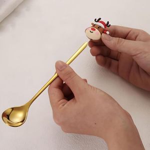 Nouvel ensemble de couverts en acier inoxydable pour Noël, boîte cadeau, cuillère à café Père Noël Bonhomme de neige, fourchette à fruits, cadeau pour fête à domicile - Product Image 6