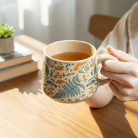 Tasse à café en céramique vintage faite à la main, édition limitée, motif floral saisonnier classique, cadeaux d'affaires transfrontaliers
