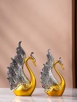 Figurine de cygne sculptée en résine, art populaire haut de gamme, pour la décoration de salon, cadeaux de déménagement