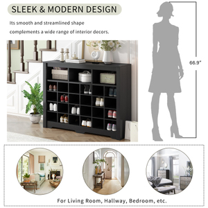 Scarpiera moderna elegante a 24 scomparti Console multifunzionale per corridoio di alta qualità per camera da letto soggiorno nero