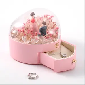 2022 hübsche rosa Blumen kette Schmuck verpackung Valentinstag Geschenk box für Frau