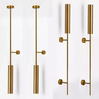 Applique murale de luxe nordique dorée à long bras, avec abat-jour en acrylique recouvert de tissu, pour hôtel, villa, couloir, chambre à coucher, chevet, en fer