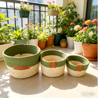 Paniers de rangement modernes en jonc de mer, écologiques, de haute qualité, personnalisables, avec poignées pour la décoration intérieure - Jardinières et pots de fleurs tressés