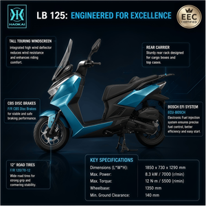 Scooter à essence EURO 5 Sport 125cc, quatre temps, refroidissement par air, injection électronique Bosch, démarrage sans clé, freins à disque CBS, vitesse 85 km/h pour la ville/l'autoroute - Product Image 2
