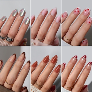 BTArtbox 30pcs Custom Logo Short Almond Luxury Fake Artificial <b>Nails</b> Press on French Tip Soft Gels Wholesale Press on <b>Nails</b> <b>Set</b> - Product Image 4