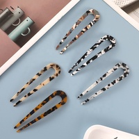 Fourche à cheveux française en acétate de cellulose imitation écaille de tortue de 4,6 pouces, à deux branches, pour chignon, accessoires pour cheveux, épingle à cheveux en forme de U