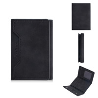 Dompet Kartu Kredit & ID Kulit PU Gaya Baru Vintage Lipat Tiga Kapasitas Besar dengan Kancing Penutup untuk Pria Gentleman