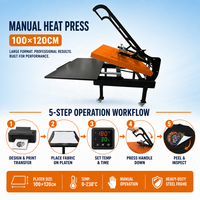 Máquinas de prensado en caliente de 100x120 cm, máquina plana de sublimación de prensa de calor Manual de gran formato de 39x47 pulgadas