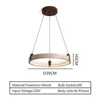 Lustre moderne en travertin, luminaire suspendu rond en pierre naturelle, lampe de plafond nordique pour salle à manger