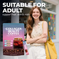 Collagène naturel en poudre de café BIOTIN, marque privée OEM, pour la croissance des cheveux et l'éclaircissement de la peau, 300g