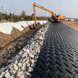 แผ่นรองพื้นแบบยืดหยุ่นสำหรับงานหนัก UHMWPE HDPE สำหรับงานก่อสร้าง แผ่นปูพื้นชั่วคราวสำหรับจอดรถ ป้องกันหญ้า ป้องกันพื้นถนน - Product Image 1