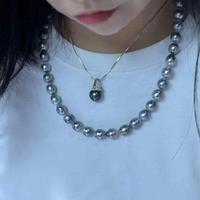 Vente en gros de colliers de perles noires de Tahiti rondes de 10-12 mm, perles d'eau de mer naturelles en vrac pour la fabrication de bracelets personnalisés