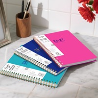 Carnet de notes promotionnel personnalisé avec couverture en PP dorée, spirale, intercalaires, pochette et pages autocollantes