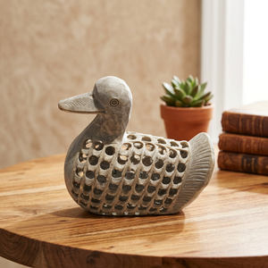 Objet décoratif en pierre savonneuse en forme de canard - Product Image 1