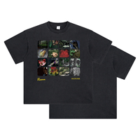 T-shirt à manches courtes en coton 100 % personnalisé avec logo, marque privée, 250 g, imprimé collage vintage noir pour homme, été