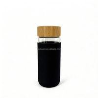 Bouteille d'eau en verre réutilisable de 530 ml avec manchon en silicone pour diverses occasions – Vente en gros