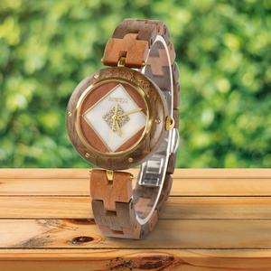 도매 럭셔리 천연 나뭇결 여성 손목 시계 원래 사용자 정의 나무 시계 여성 패션 드롭 배송 - Product Image 2