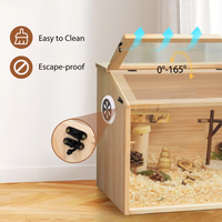 Cage en bois pour hamster, grand enclos pour hamsters avec fenêtre en acrylique et dessus ouvrable, cage pour petits animaux pour cochon d'Inde