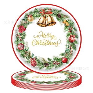 Ensemble de fournitures de fête jetables à succès : Assiettes en papier, guirlande artisanale, design thème carillons à vent Noël Blanc, simplicité moderne - Product Image 4