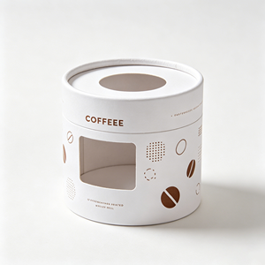 Boîte cylindrique en papier kraft avec fenêtre transparente, sur mesure pour l'affichage en boutique de café et les emballages cadeaux - Product Image 4