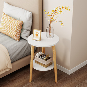 Round Coffee <b>Table</b> White And <b>Black</b> Double Layer Living Room <b>Sofa</b> Side <b>Table</b> Minimalist Home Furniture - Product Image 2