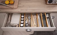 Ensemble de 4 séparateurs de tiroirs empilables en bambou pour cuisine, chambre, bureau, organisateurs de tiroirs extensibles à ressort